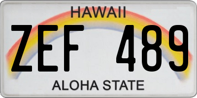HI license plate ZEF489