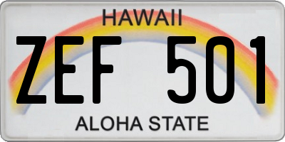 HI license plate ZEF501