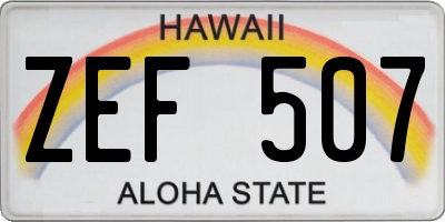 HI license plate ZEF507