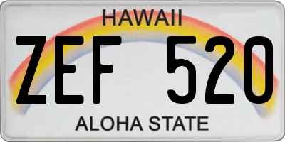 HI license plate ZEF520