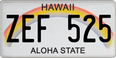 HI license plate ZEF525