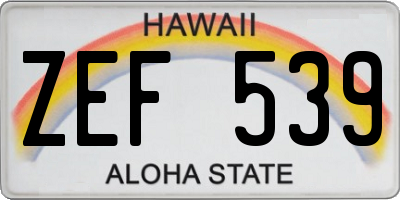 HI license plate ZEF539