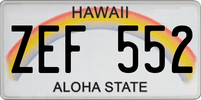 HI license plate ZEF552