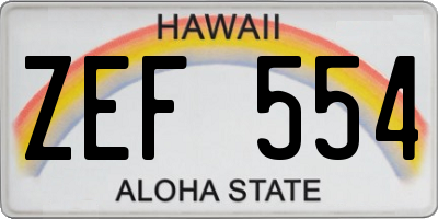 HI license plate ZEF554