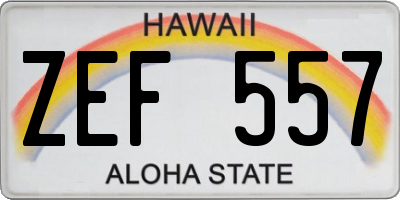 HI license plate ZEF557