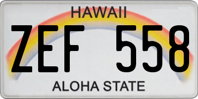 HI license plate ZEF558