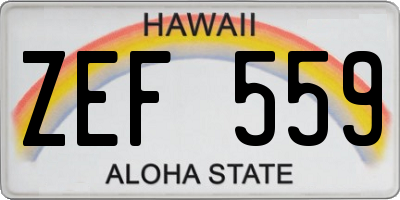 HI license plate ZEF559