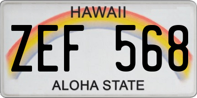 HI license plate ZEF568