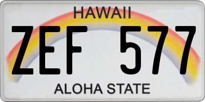 HI license plate ZEF577