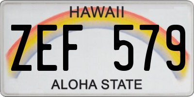 HI license plate ZEF579