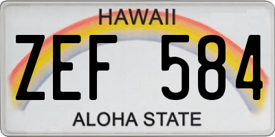 HI license plate ZEF584