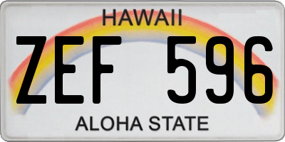 HI license plate ZEF596