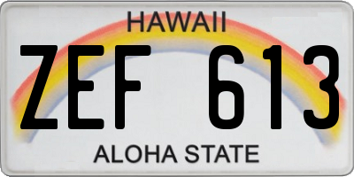 HI license plate ZEF613