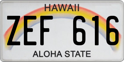 HI license plate ZEF616