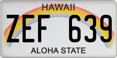 HI license plate ZEF639