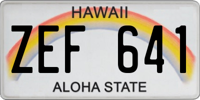 HI license plate ZEF641