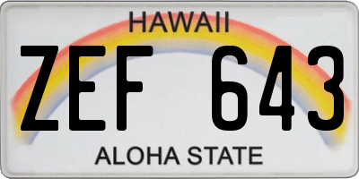 HI license plate ZEF643