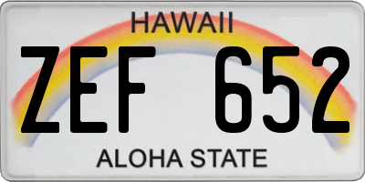 HI license plate ZEF652