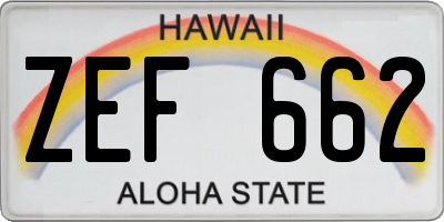 HI license plate ZEF662