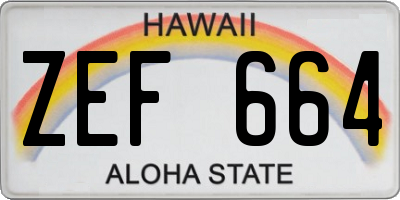 HI license plate ZEF664