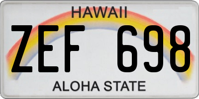 HI license plate ZEF698