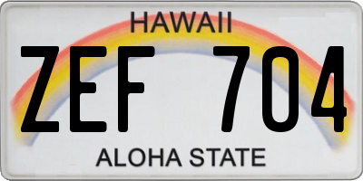 HI license plate ZEF704