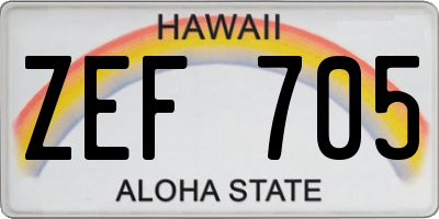 HI license plate ZEF705