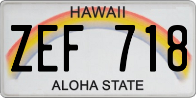 HI license plate ZEF718