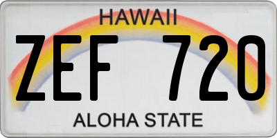HI license plate ZEF720