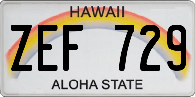 HI license plate ZEF729
