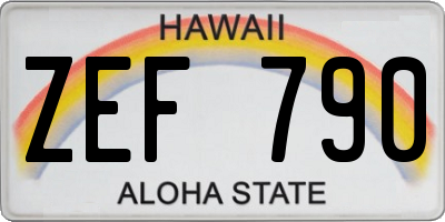 HI license plate ZEF790