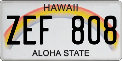 HI license plate ZEF808