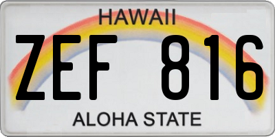 HI license plate ZEF816