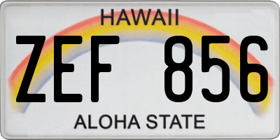 HI license plate ZEF856