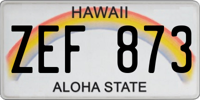 HI license plate ZEF873