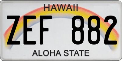 HI license plate ZEF882
