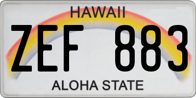 HI license plate ZEF883