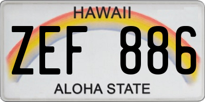 HI license plate ZEF886