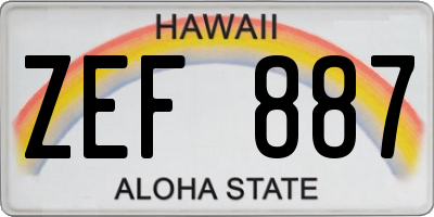 HI license plate ZEF887