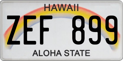 HI license plate ZEF899