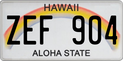 HI license plate ZEF904