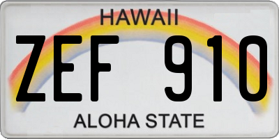 HI license plate ZEF910