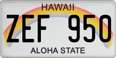 HI license plate ZEF950