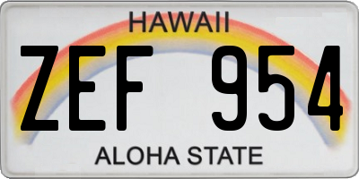 HI license plate ZEF954