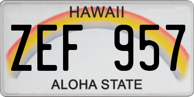 HI license plate ZEF957