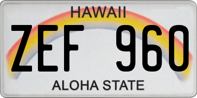 HI license plate ZEF960