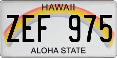 HI license plate ZEF975