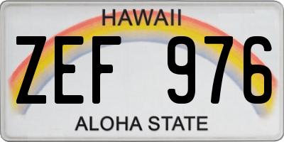 HI license plate ZEF976