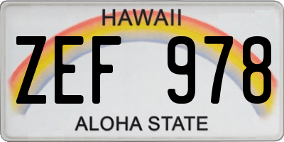 HI license plate ZEF978