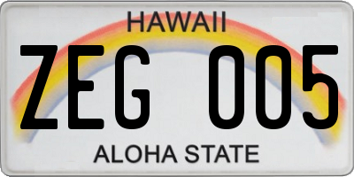 HI license plate ZEG005